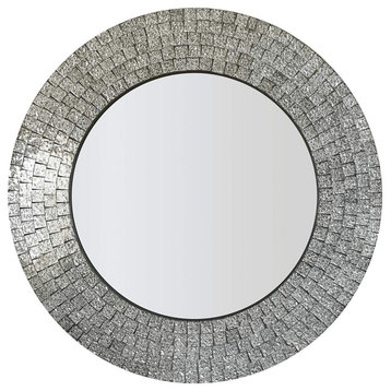 Glamorous Sparkling Glass Mosaic Wall Mirror Home Decor, Effervescent Silver