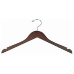 OnlyHangers - Petite Size Wooden Dress Hanger, Set of 25 - We offer a wide selection of petite hangers. Our petite walnut and chrome hangers for tops are only 15-1/2" wide and perfect for small size (2-8) tops. These petite hangers have flat, space saving bodies with notches for hanging straps and a chrome swivel hook. The multi coated clear lacquer finish will protect your garments from snags. Sold in bundles of 25 hangers.