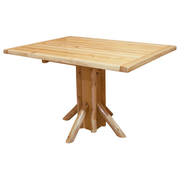 White Cedar Log Pedestal Dining Table, 36" X 60"