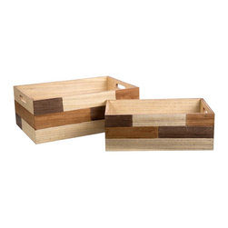 Mixed Wood Storage Crates, Set of 2, 15.75 x 10.5 inches, Brown - Products