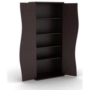 Atlantic Venus 35" Curved Media Storage Cabinet w/ Push Magnet Doors in Espresso