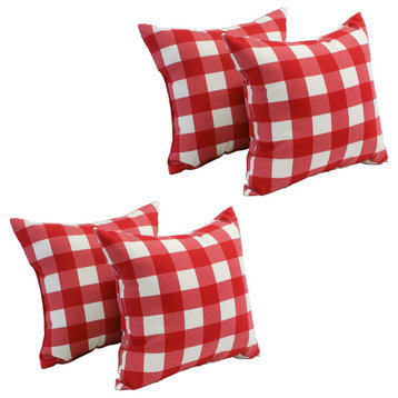 Spun Polyester 17" Outdoor Throw Pillows, Set of 4, Red Plaid