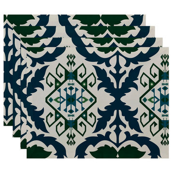 Bombay 6 Geometric Print Placemat, Set of 4, Teal