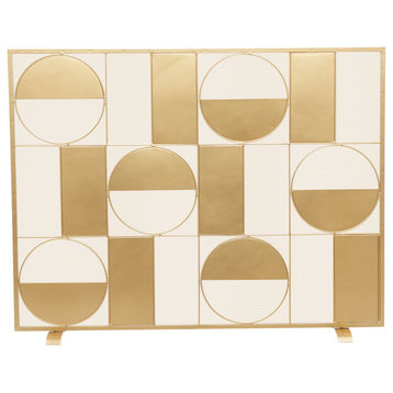 Contemporary Gold Metal Fireplace Screen 46040