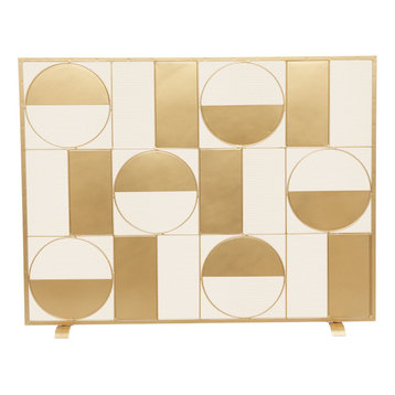 Contemporary Gold Metal Fireplace Screen 46040