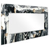Abstract Rectangular Beveled Mirror on Free Floating Printed Tempered Art Glass