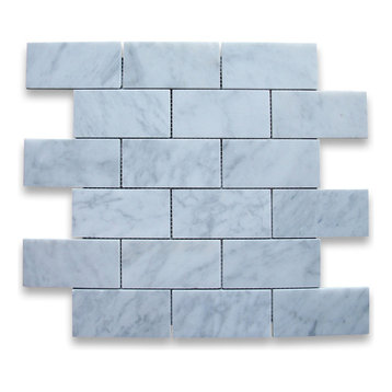 Carrara Marble 2x4 Subway Brick Mosaic Tile Honed Venato Carrera, 1 sheet