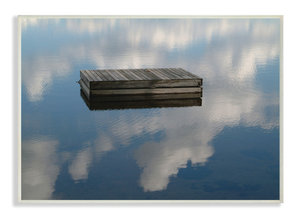 Floating Dock Ocean Lake Landscape Photograph, 10"x15", Wood Art