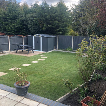 Outside shed and turfing