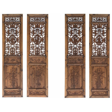 4 Vintage Chinese Eight Immortal Theme Wood Tall Panel Screen Divider cs6973S
