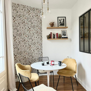 Création d'une CHAMBRE BEBE dans un salon et aménagement du COIN REPAS