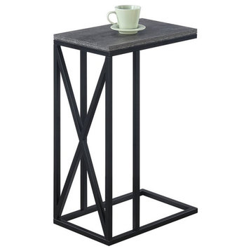 Convenience Concepts Tucson C End Table in Weathered Gray Wood and Black Metal