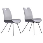 Armen Living - Coronado Dining Chair, Gray Powder Coated Finish and Gray Faux Leather, Set of 2, Pewter - The Armen Living Coronado contemporary armless dining chair is a wonderful choice for any modern household. Ideal for the dining room, but great as additional seating around the home, the Coronado sports a Grey Powder Coat finish metal frame that assures durability without detracting from the chair's stylish appearance. The Coronado's tall back design includes a handle, facilitating easy transportation from room to room. The chair's 4 leg base includes floor protectors, assuring that the Coronado will not slip on or scratch hardwood floors when moved. Pair the Coronado dining chair with the bench, dining table, and barstool of the same name to create a cohesive home decor experience. The stylish Coronado is available in two upholstery styles; Grey Faux Leather and Pewter Fabric. Sold in a set of 2.