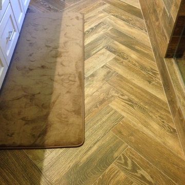 New bathroom wood-tile flooring