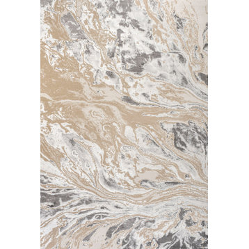 Swirl Marbled Abstract Beige/Ivory 8 ft. x 10 ft. Area Rug