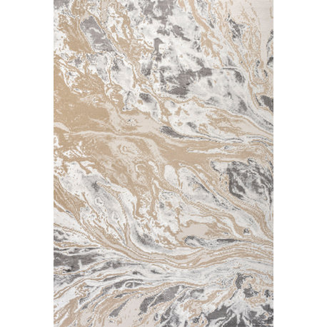 Swirl Marbled Abstract Beige/Ivory 8 ft. x 10 ft. Area Rug