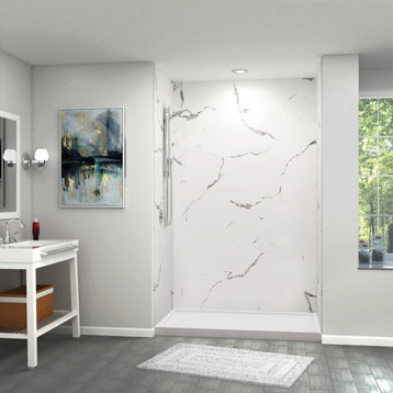 Transolid Titan Shower Wall Kit, White Caruso, Glossy, 60"x36"x96"