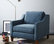 Paidge Chair, Down Blend, Chevron, Dusty Blue, Cone Chocolate Legs