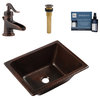 Hawking Copper 17" Rectangular Dual Flex Bath Sink with Ashfield Faucet Kit