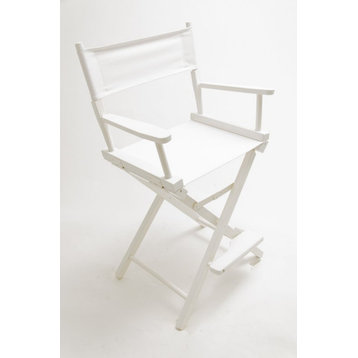 Gold Medal 24" White Contemporary Director's Chair, White