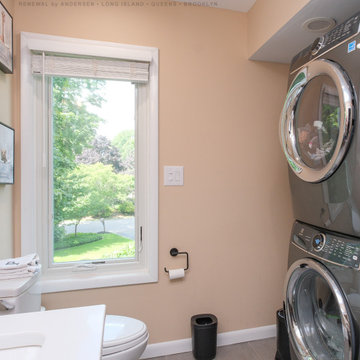 Lovely Bathroom and Laundry Combo with New Window - Renewal by Andersen Long Isl