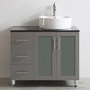 Tuscany 36" Single Vanity With Glass Countertop, Gray, Without Mirror
