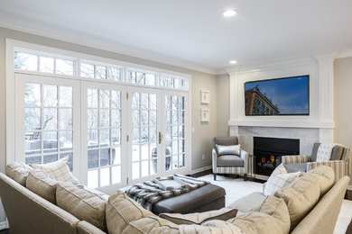 Inspiration for a transitional family room remodel in Other