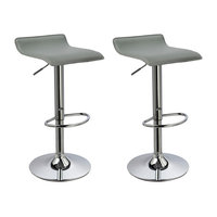 Ray Faux Leather Adjustable Bar Stools, Set of 2, Gray