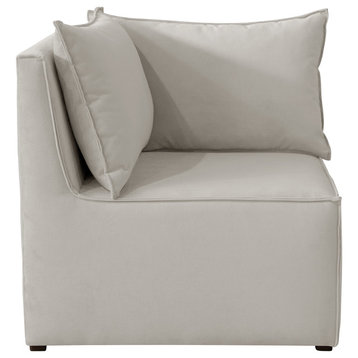 Perry French Seamed Corner Chair, Velvet Light Gray