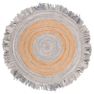 Safavieh Cape Cod Collection CAP701 Rug, Light Grey/Natural, 6' Round