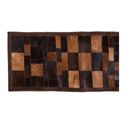 Luxury Handmade Cowhide Patchwork Hallway Runner, Brown Black, 5'9"x2'2" - Hall And Stair Runners