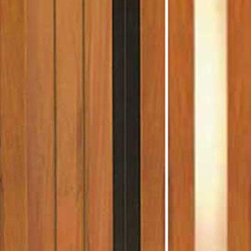 Single Door, One Side light with Contemporary Heavy Iron Handle - Front Doors