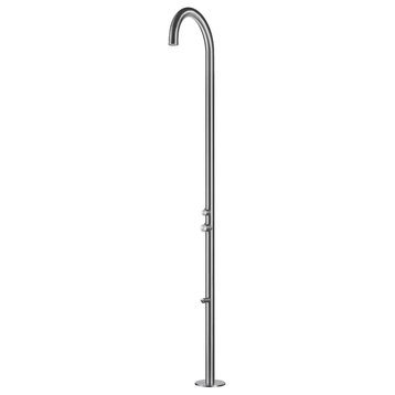 PULSAR 03 Outdoor Shower 316 Stainless Steel with Foot Wash, Brushed Stainless S