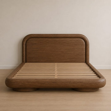 Scandinavian Solid Wood Platform Bed Frame with Slats | Modern Custom Bed