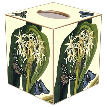 TB563-Lilies with Butterfly Tissue Cover Box