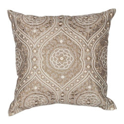 Rosette Silver/Cream Decorative Pillow - Decorative Pillows