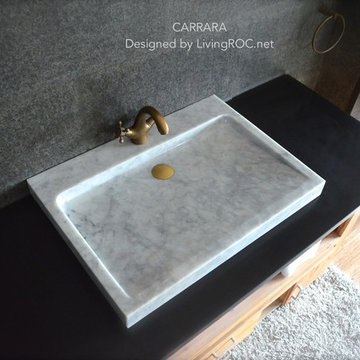 CARRARA WHITE MARBLE 27-INCH VESSEL SINK FOR BATHROOM - CARRARA