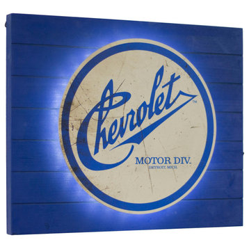 American Art Decor Vintage Chevrolet Motors Metal Backlit LED Sign