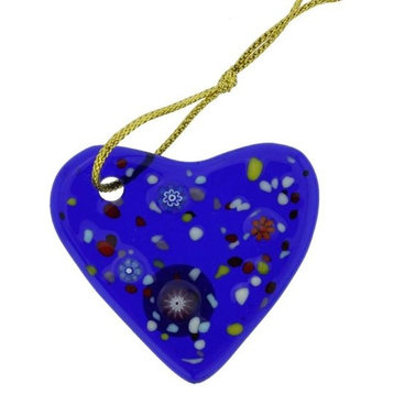 GlassOfVenice Murano Glass Heart Christmas Ornament - Blue