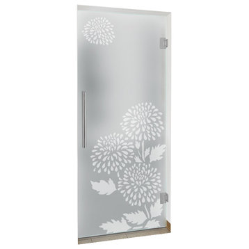 Swing Glass Door, Teardrop Design, Full-Private, 26"x84" Inches, 3/8" (10mm)