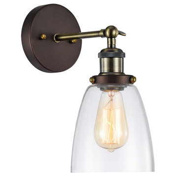 IRONCLAD, Industrial-style 1 Light Rubbed Bronze Wall Sconce, 6" Wide
