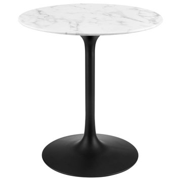 Lippa 28" Round Artificial Marble Dining Table Black White