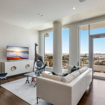 Contemporary Living Room with Bayfront Views — The Jewel Sarasota