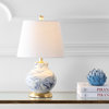 Holly 20.5" Marbleized Ceramic Table Lamp, Blue and White