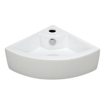 Porcelain White Wall-Mounted Corner Sink