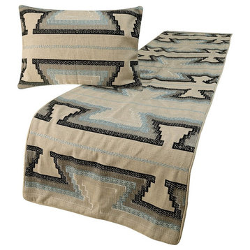 Decorative King 90"x18" Bed Runner Embroidered Cotton Bed Throws, Aztec Armour