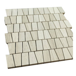 Grey Wooden Look Vertical Trapazoids Pattern Stone Tile Mosaics - Home Accessories & Decor