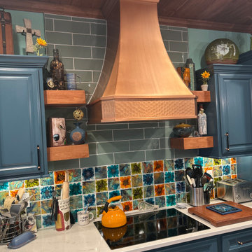 Custom Copper Range Hood in a Colorful Iowa Kitchen