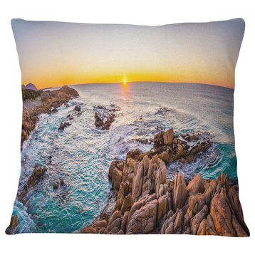 Sunrise at Freycinet NP Beach Landscape Printed Throw Pillow, 16"x16"