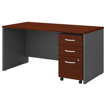 Pemberly Row 60W Office Desk with Drawers in Hansen Cherry - Engineered Wood